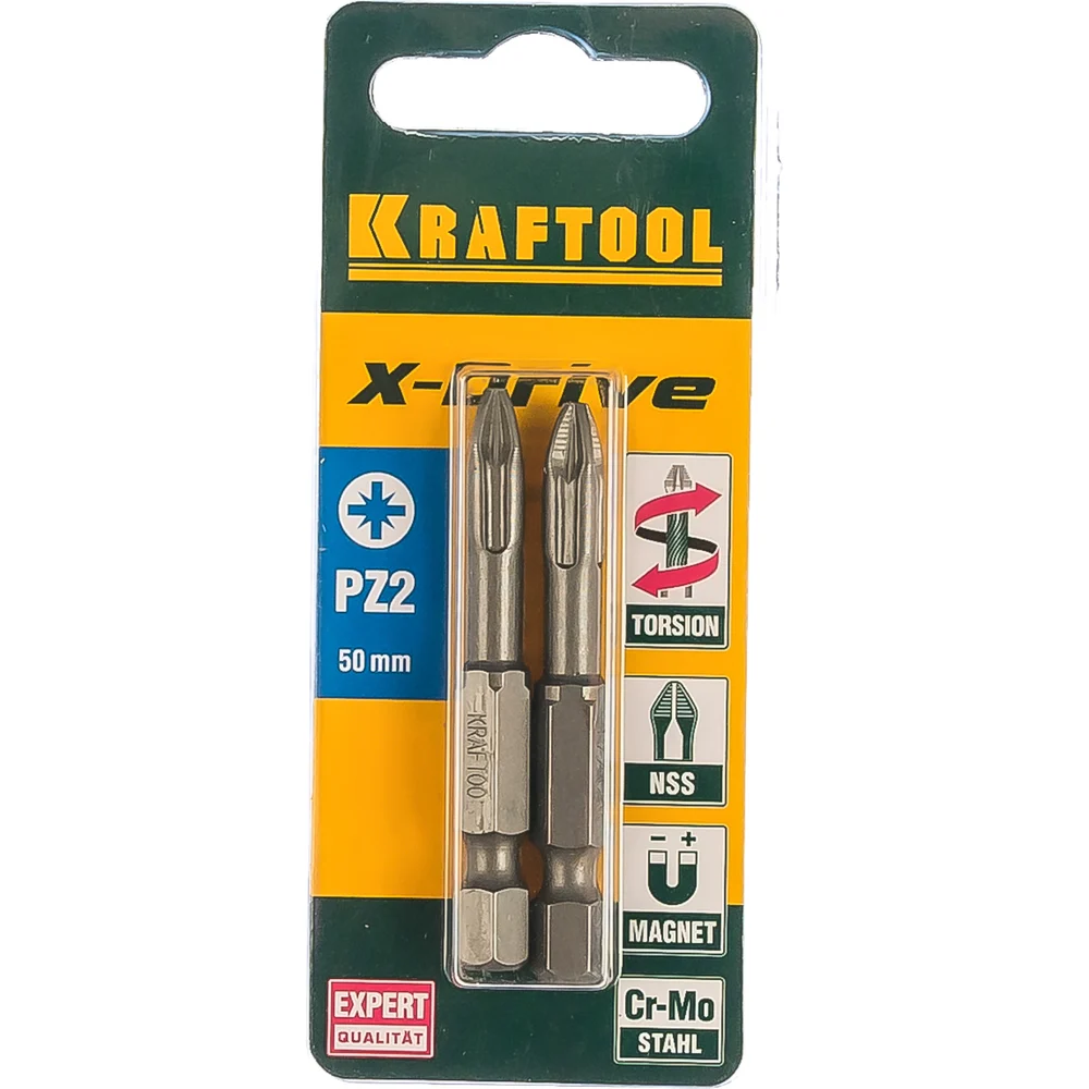 Торсионные кованые биты KRAFTOOL ЕХPERT 26123-2-50-2