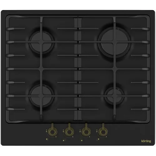Газовая варочная панель Korting HG 645 CRN, 4 конфорки, эмалированная сталь, черный