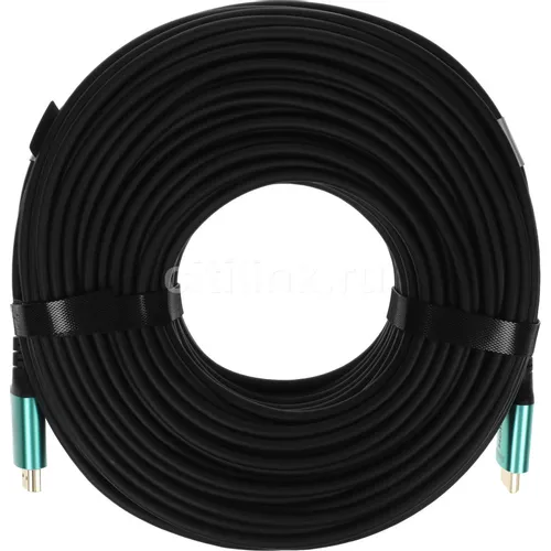Кабель аудио-видео Cactus CS-HDMI-AOC-2.1-50, HDMI (m) - HDMI (m), ver 2.1, 50м, GOLD, черный