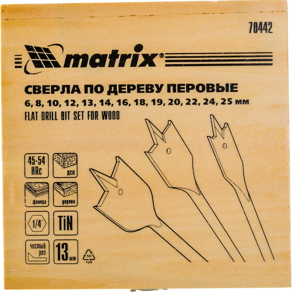 Набор перовых сверл по дереву MATRIX 70442