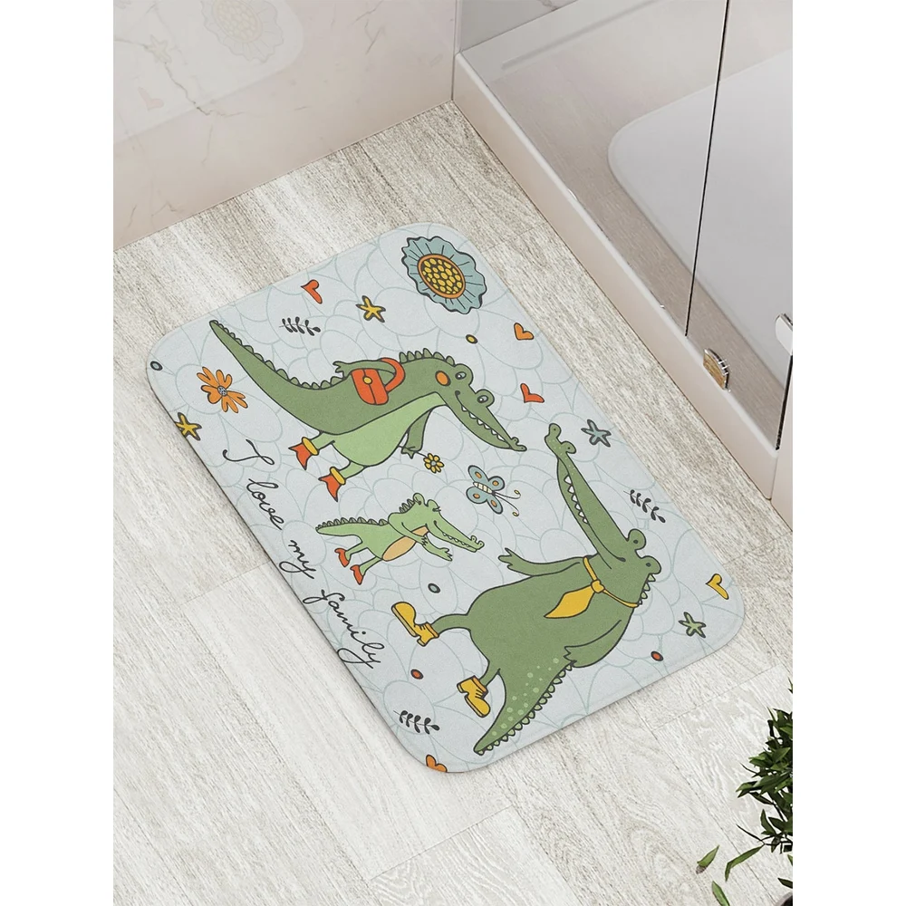 Противоскользящий коврик для ванной, сауны, бассейна JOYARTY Семья крокодилов bath_34548