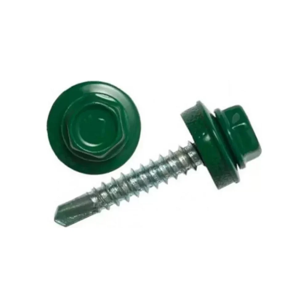 Кровельный саморез качественный крепеж 4,8/38 RAL600550 зеленый мох (50 шт.) 0200107
