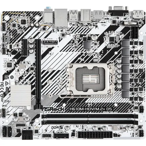 Материнская плата ASRock H610M-HDV/M.2+ D5, Socket LGA 1700, Intel H610, mATX, Ret