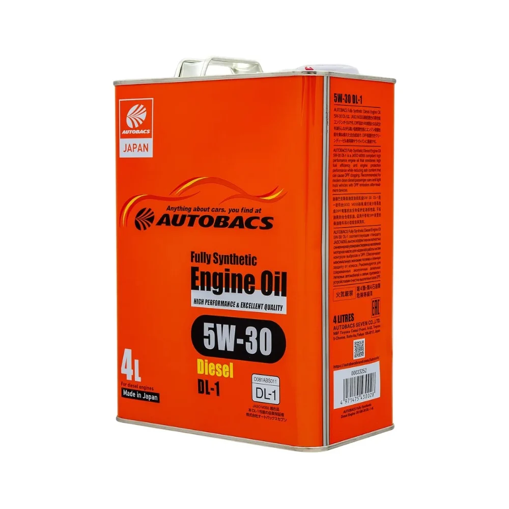 Моторное масло AUTOBACS 5W-30 FULLY SYNTHETIC DIESEL DL-1 A00033252