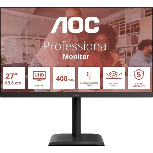 27" Монитор AOC U27E4CV, 3840x2160, IPS, 2хHDMI, 1хDP, черный