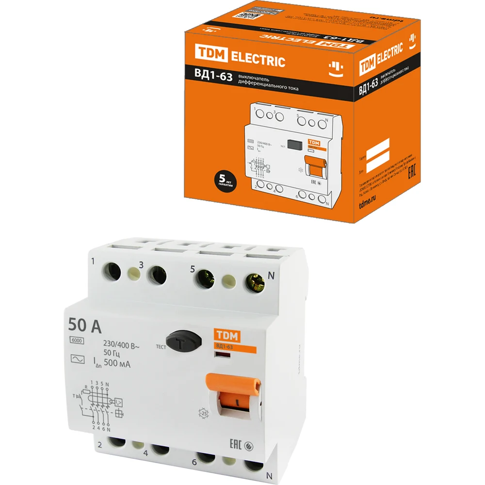 Устройство защитного отключения TDM ELECTRIC ВД1-63 SQ0203-0099