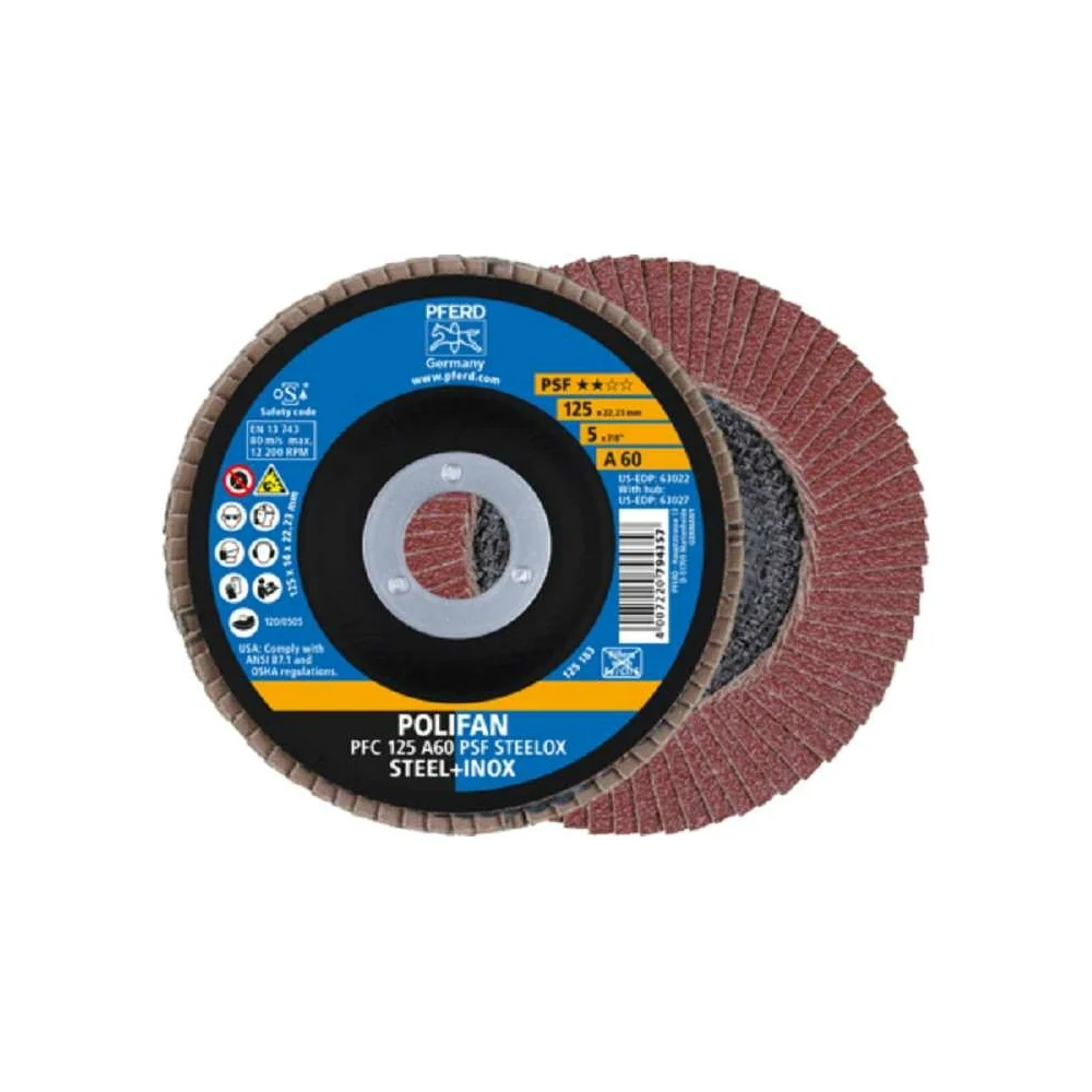 Шлифовальный лепестковый круг PFERD PFC 125 A60 PSF STEELOX 67746125