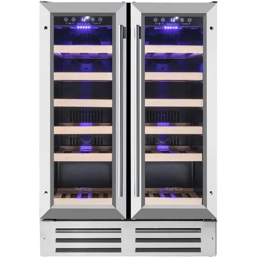 Винный шкаф двухкамерный TEMPTECH Premium WP2DQ60DCS вместимость: 38 бутылок, Side by Side, нержавеющая сталь
