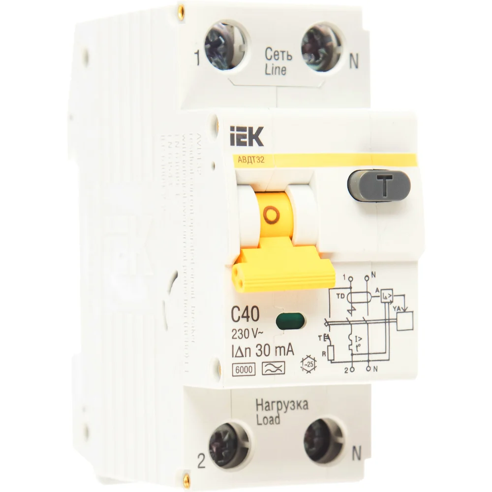 Дифференциальный автомат IEK АВДТ-32 1п+N, C, 40А, 30мА MAD22-5-040-C-30