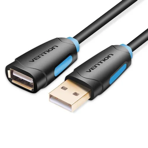 Кабель-удлинитель USB2.0 VENTION CBCBF, USB 2.0 A(m) (прямой) - USB 2.0 A (f) (прямой), GOLD , круглое, 1м, черный