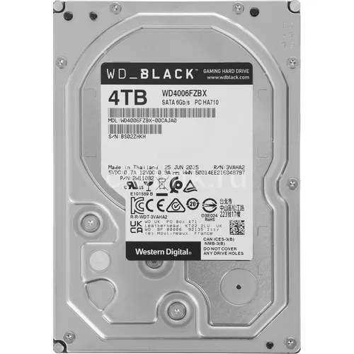 Жесткий диск WD Black WD4006FZBX, 4ТБ, HDD, SATA III, 3.5"