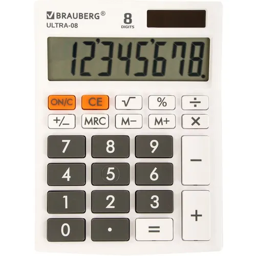 Калькулятор BRAUBERG Ultra, 08-Wt, 8-разрядный, белый