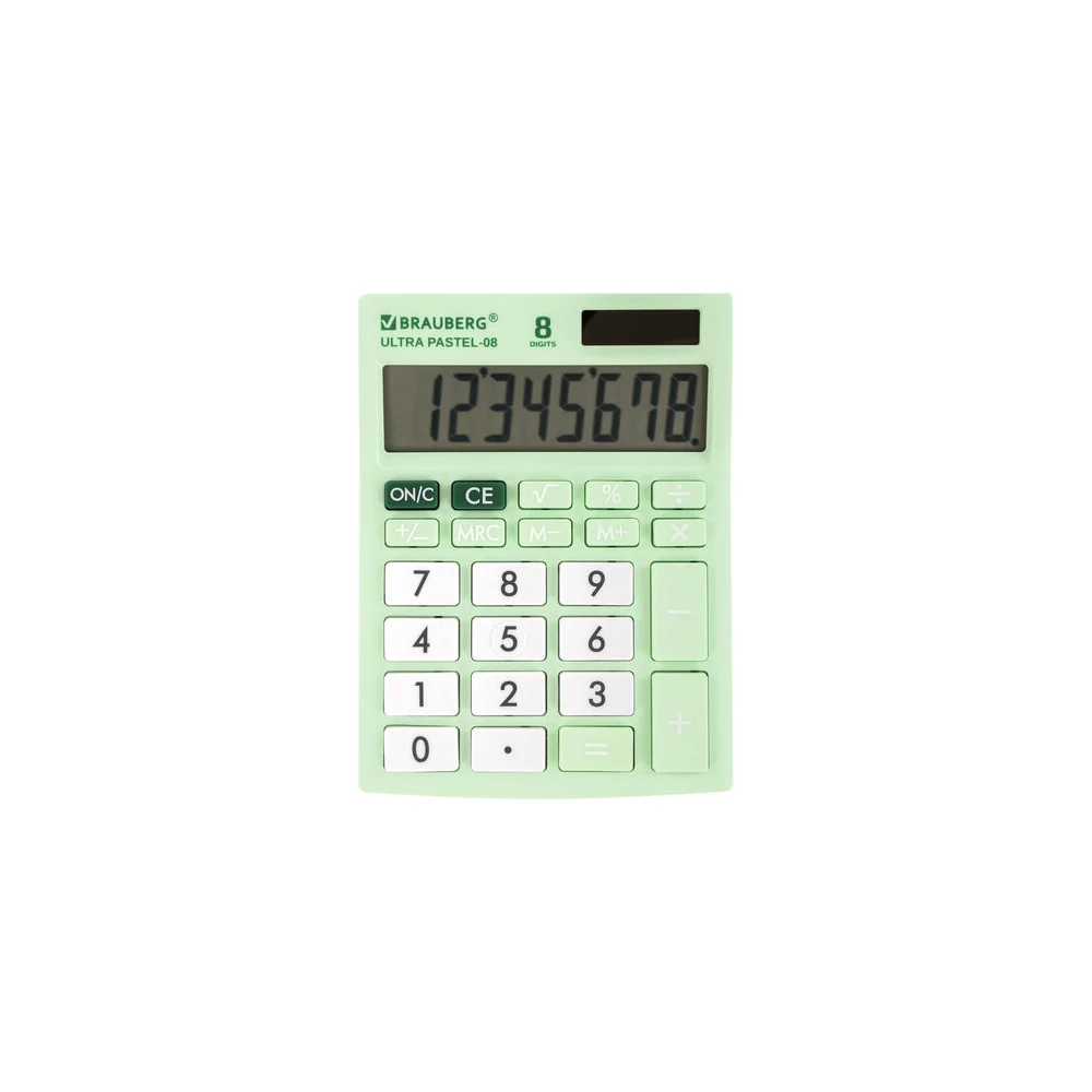 Настольный компактный калькулятор BRAUBERG ULTRA PASTEL-08-LG 250515