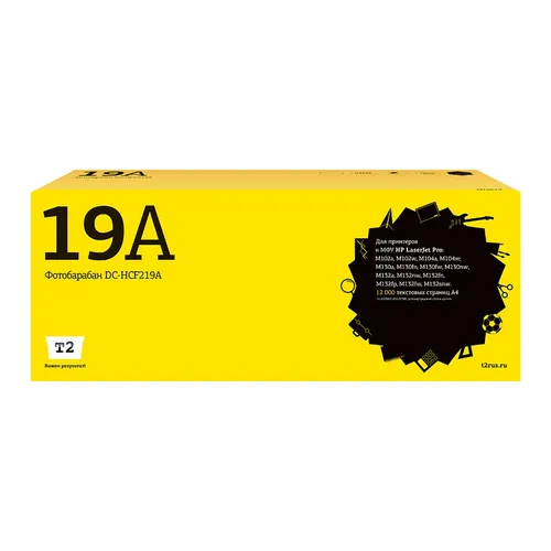 Блок фотобарабана T2 DC-HCF219A CF219A ч/б:12000стр. для HP LaserJet Pro M102a/M102w/M104a/M104w/M130a MFP/M130fn MFP/M130fw MFP/M130nw MFP/M132a MFP/M132fn MFP/M132fp MFP/M132fw MFP/M132nw MFP/M132snw MFP