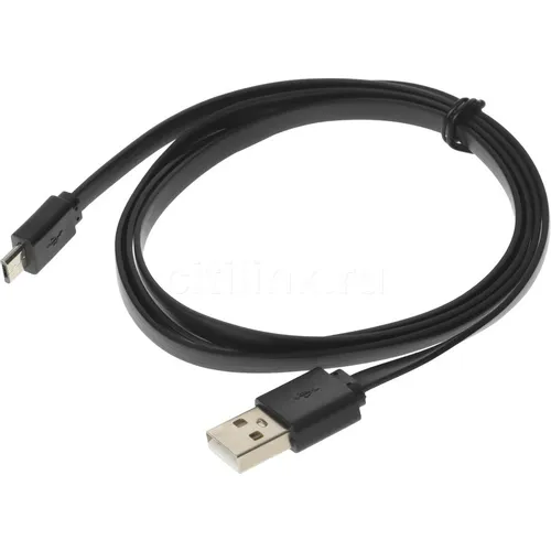Кабель Buro micro USB (m) - USB (m), 1м, плоский, 2A, черный [bhp microusb 1m flat]