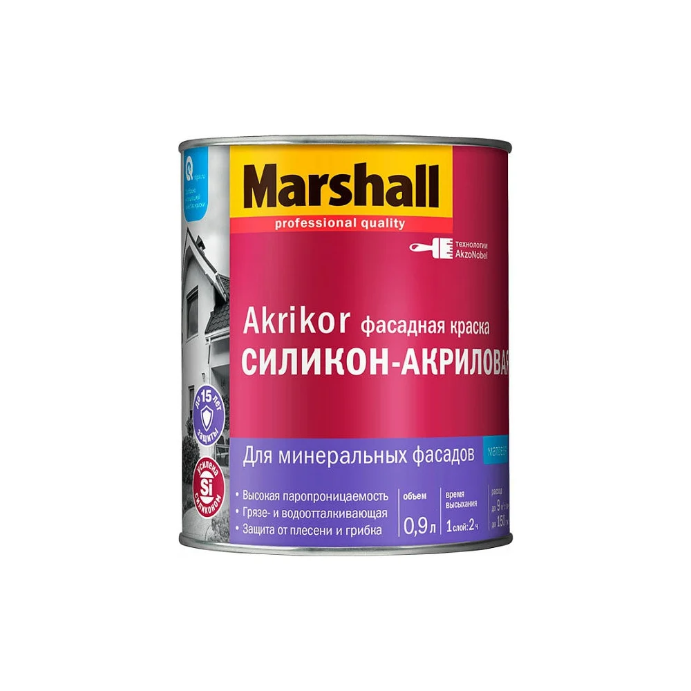 Фасадная силикон-акриловая краска MARSHALL AKRIKOR 5398704
