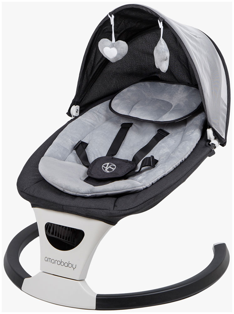 Электронные качели детские Amarobaby Teddy swing, черный