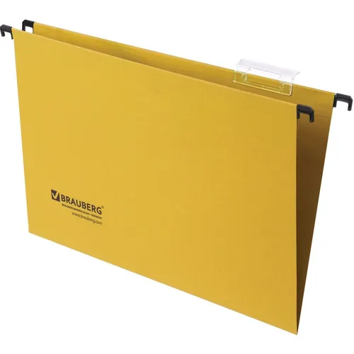 Папка подвесная BRAUBERG 231794, A4, картон, желтый, 10шт