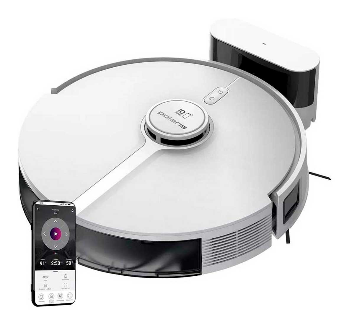 Робот-пылесос Polaris PVCR 5005, WIFI, IQ Home, аккумулятор Li-ion 5100 мАч, белый