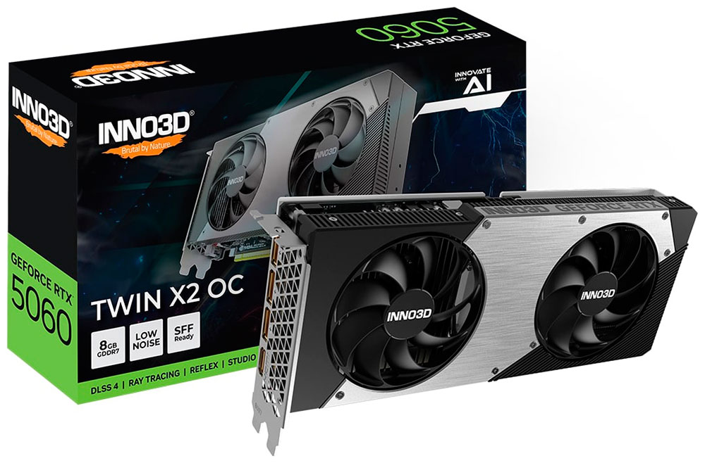 Видеокарта INNO3D GeForce RTX 5060 Twin X2 OC 8G (N50602-08D7X-195070N)