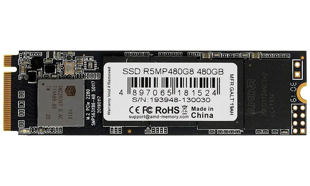SSD накопитель AMD R5 Series M.2 480 Гб PCIe 3D TLC (R5MP480G8)