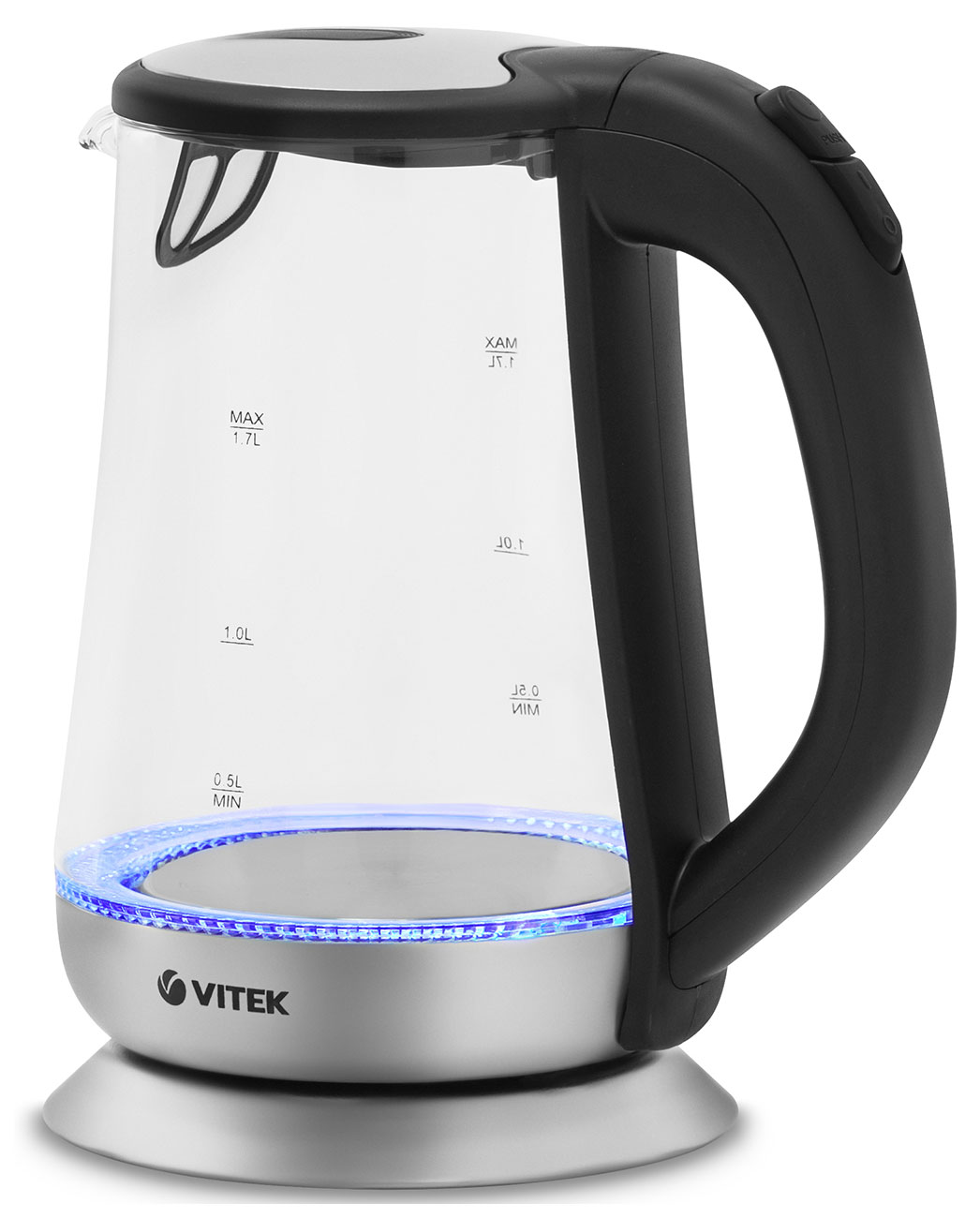 Чайник электрический Vitek VT-7036, 1.7 л, 2200 Вт, прозрачный, стекло