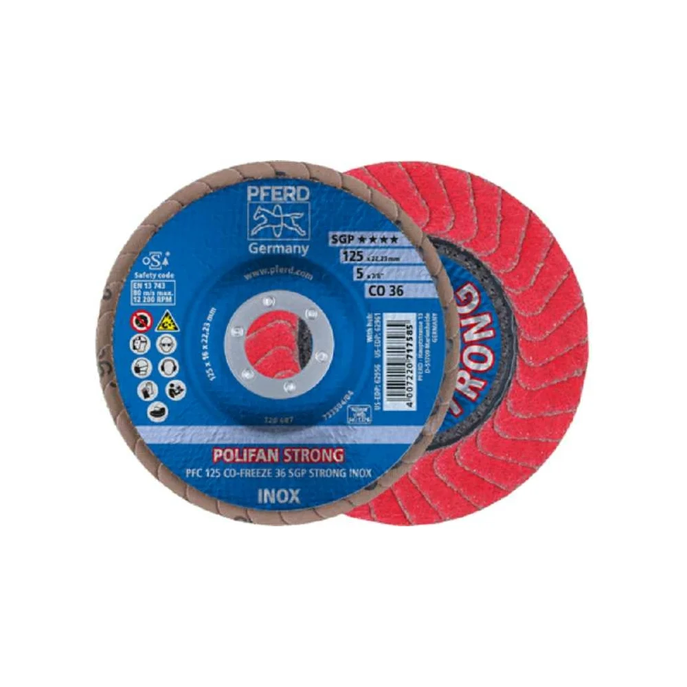 Шлифовальный лепестковый круг PFERD PFC 125 CO-FREEZE 36 SGP STRONG INOX 67789025
