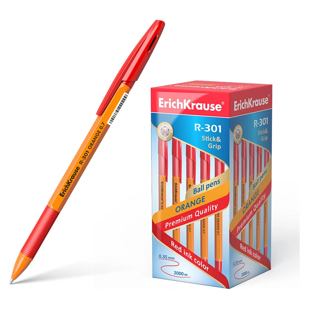 Шариковая ручка ErichKrause R-301 Orange Stick Grip 43189