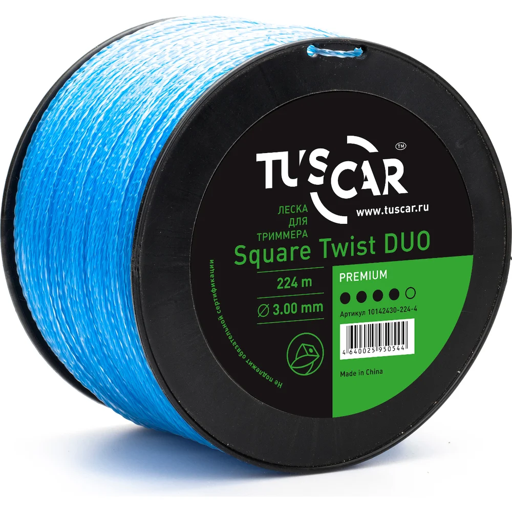 Леска для триммера TUSCAR Square Twist DUO Premium 10142430-224-4