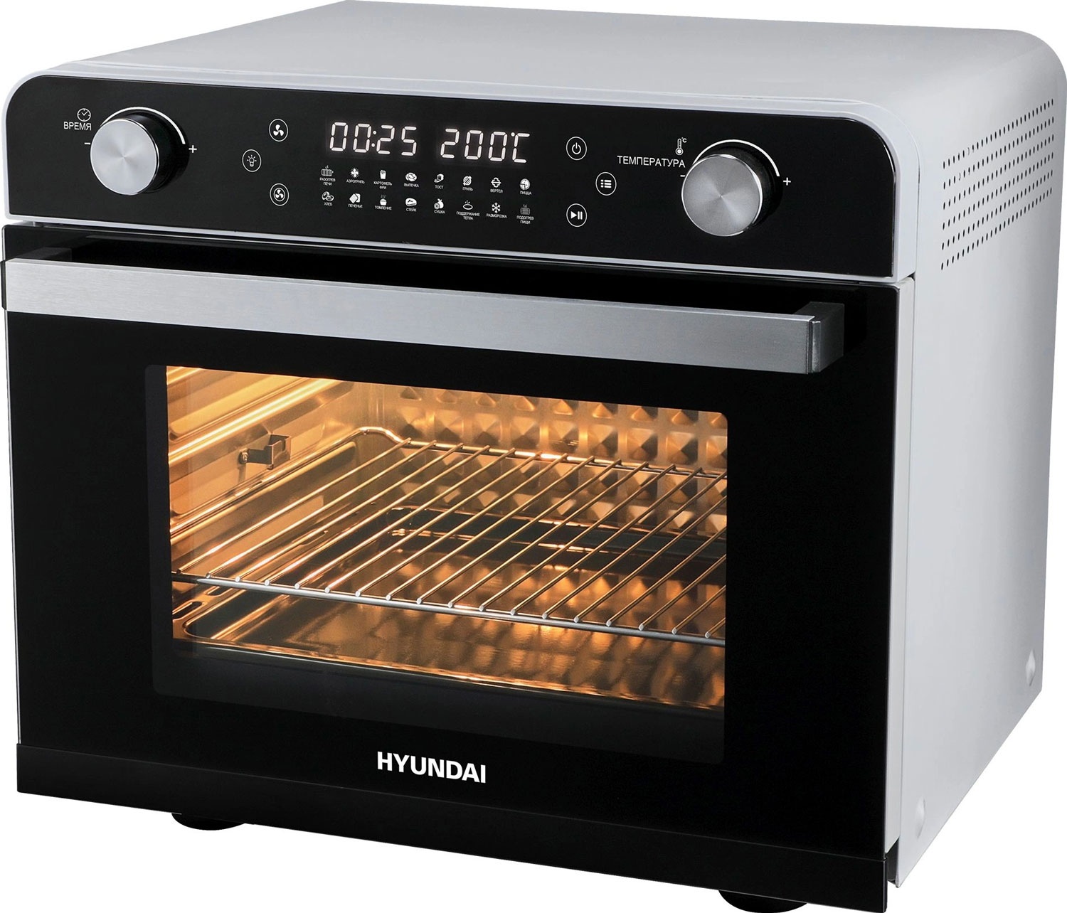 Мини-печь Hyundai MIO-HY087 36 л., 1700 Вт, серебристый/черный