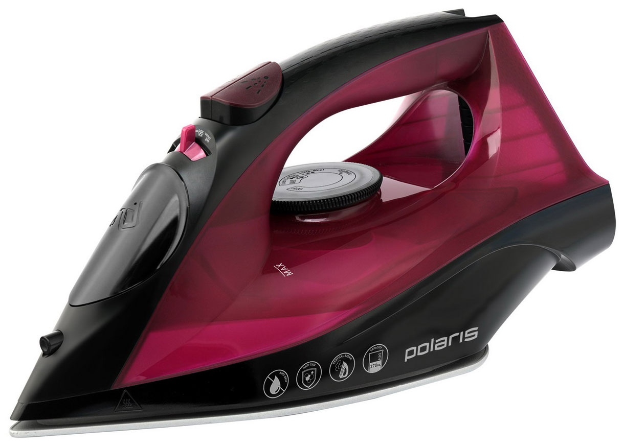 Утюг для одежды с отпаривателем  Polaris PIR 2430K Фуксия, вертикальное отпаривание