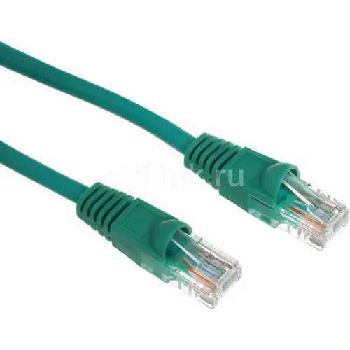 Патч-корд Buro UTP-5E-1M-GR литой (molded), UTP, кат.5E, 1м, 4 пары, 26AWG, алюминий омедненный, многожильный, зеленый