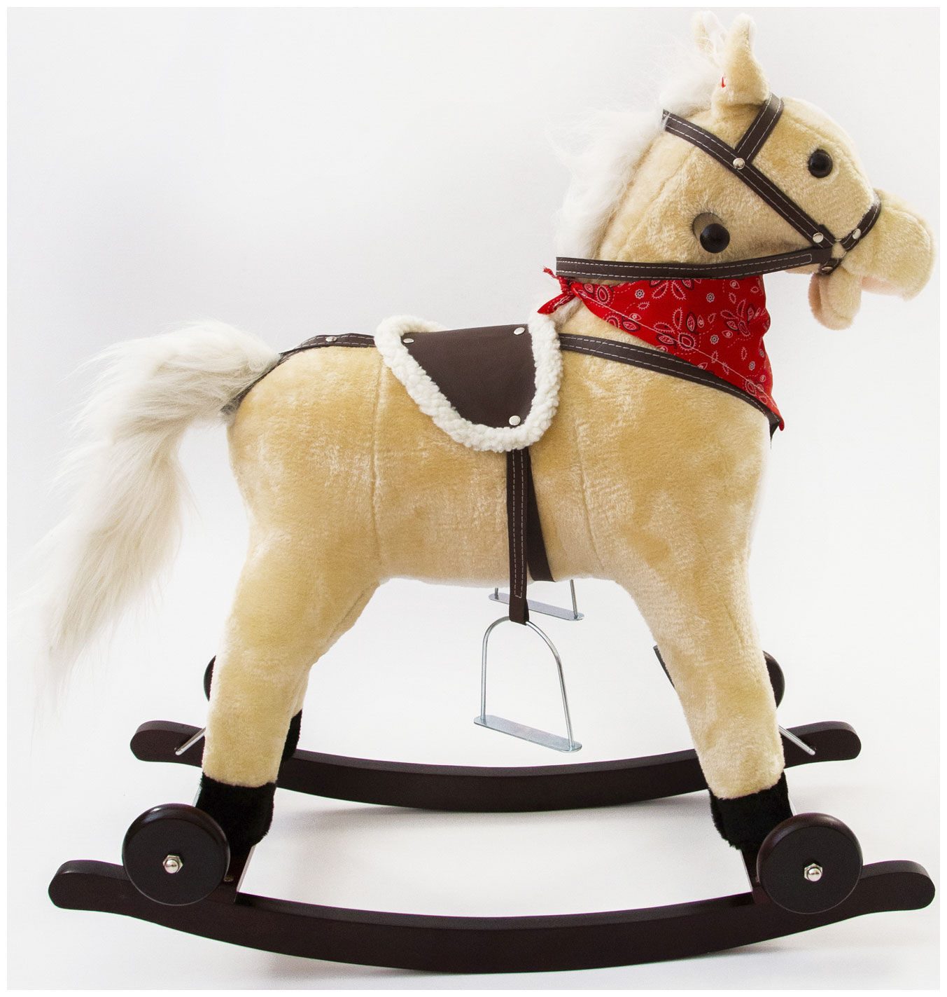 Лошадка каталка-качалка Amarobaby West, с колесами, бежевый, 69.5x28.5x74 см, AMARO-28W-Be