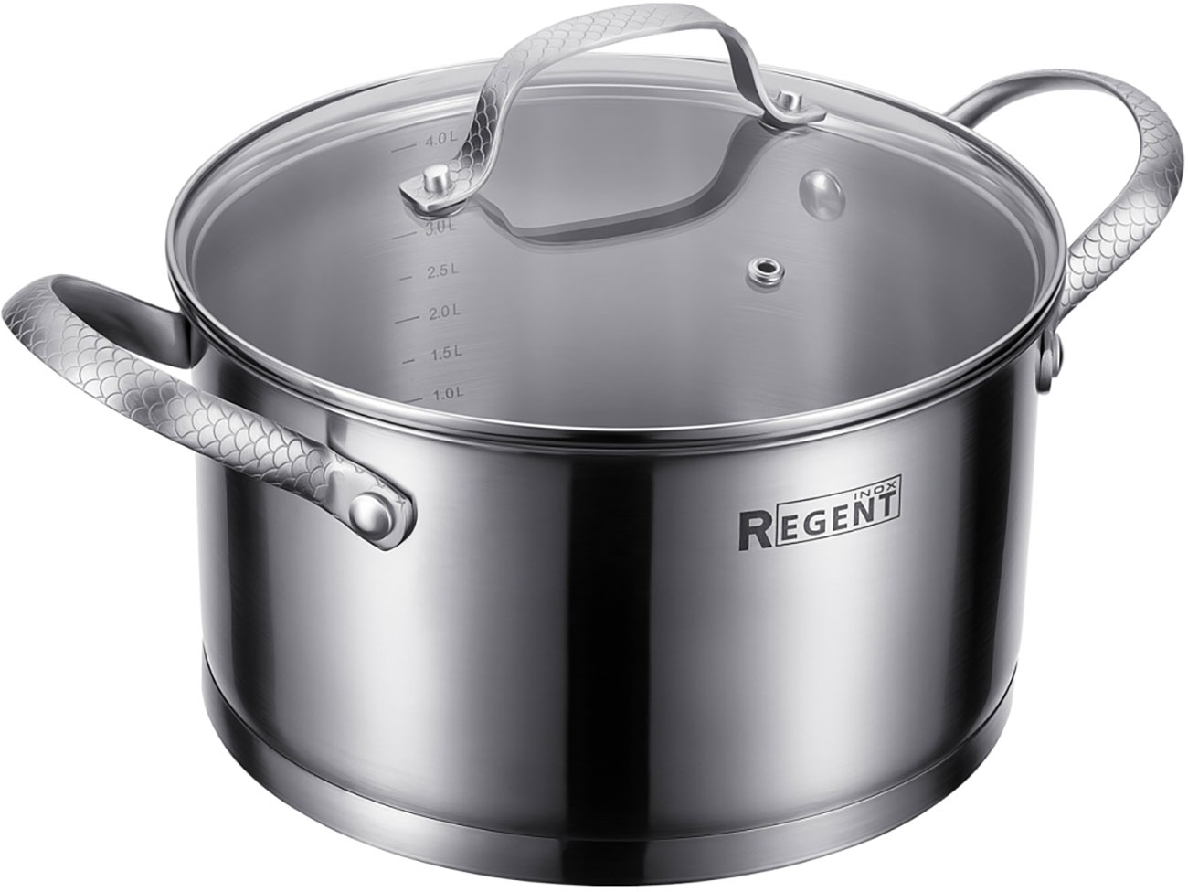 Кастрюля индукционная со стеклянной крышкой Regent Inox Linea Sirena, 4.5 л, металлик (65-0422)