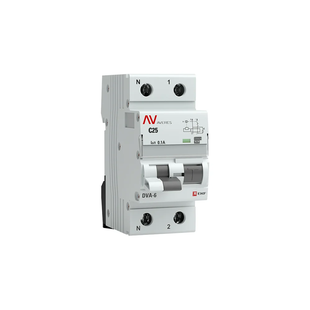 Дифференциальный автомат EKF DVA-6 AVERES rcbo6-1pn-25C-100-a-av