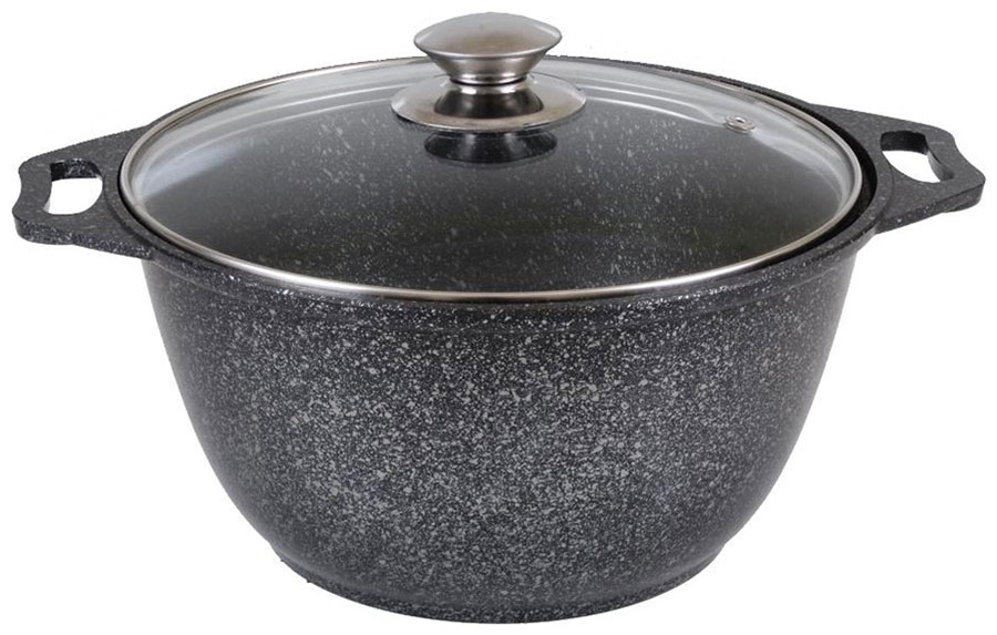 Кастрюля со стеклянной крышкой Kukmara 4 л., АП темный мрамор, линия Marble Induction (кмти42а)