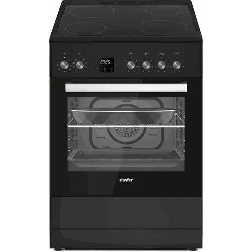 Электрическая плита Simfer F66VB09025, стеклокерамика, электрическая, без крышки, черный