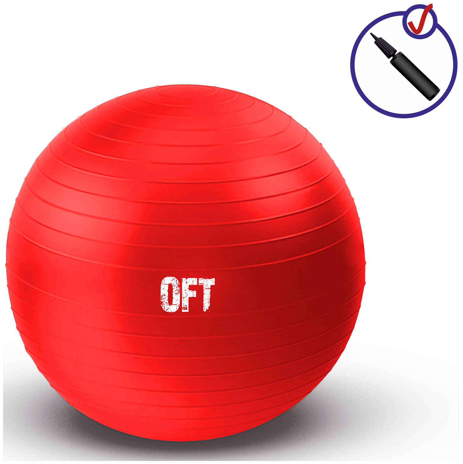 Гимнастический мяч Original FitTools 65 см красный с насосом