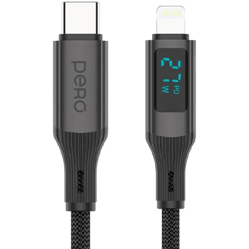 Кабель PERO DC-14, Lightning (m) - USB Type-C (m), 1.2м, черный [prdc-14cl]