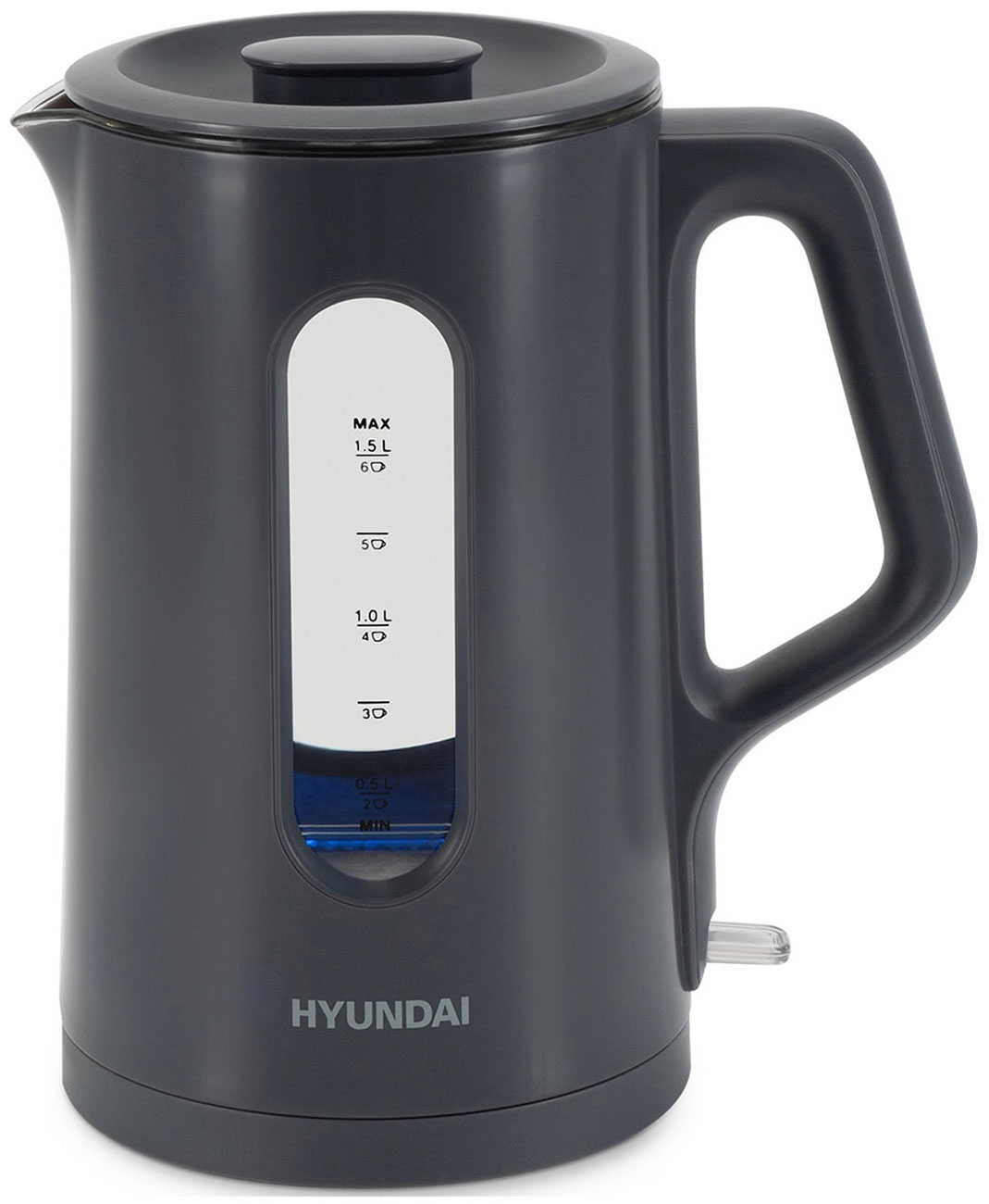 Чайник электрический Hyundai HYK-G4508, 1.5 л., 1700 Вт (серый/прозрачный, стекло)