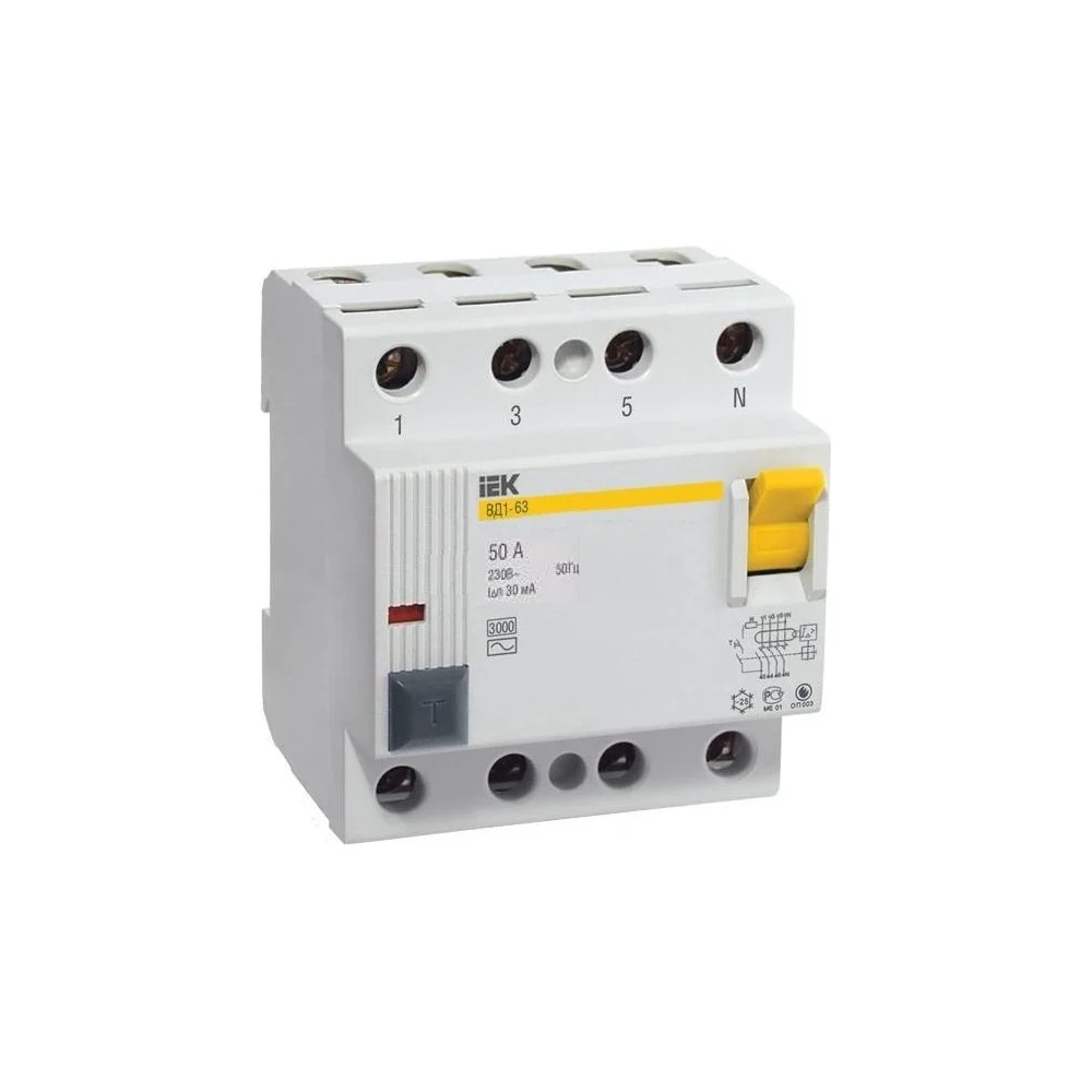 Узо IEK ВД1-63 4п, AC, 63А, 100мА MDV10-4-063-100