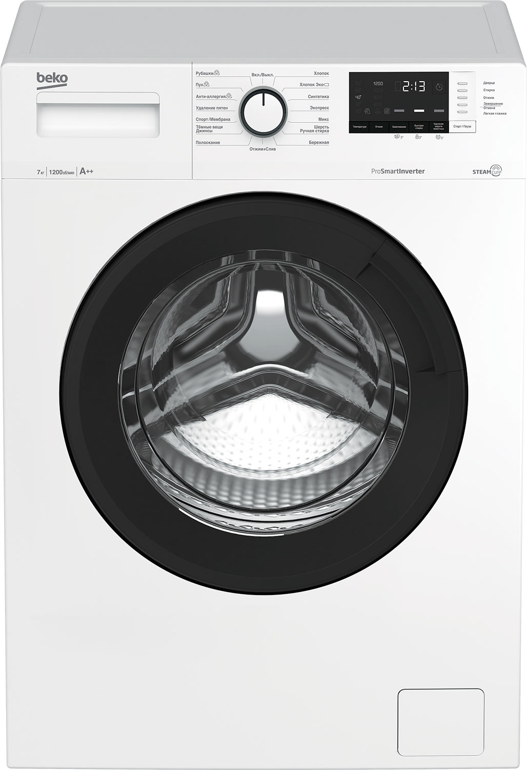 Стиральная машина Beko WSRE7612XAWI, 15 программ, отложенный старт