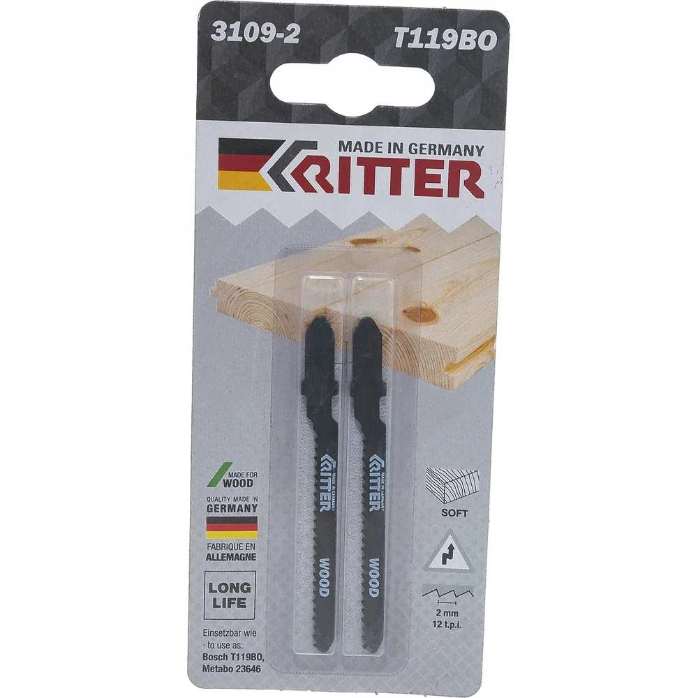 Пилки для лобзиков по дереву RITTER Т119BO 3109-2
