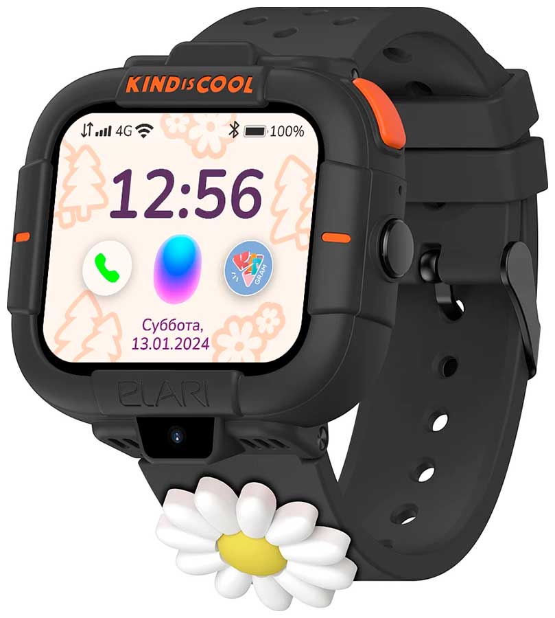 Детские часы-телефон  Elari KidPhone, Маша и Медведь (KP-MB-BLK) черные