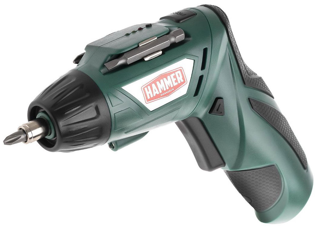 Аккумуляторная отвертка Hammer ACD3.6A с набором бит, 3.6 В, 1.3 Ач, 4 Нм, Li-Ion (102-007)