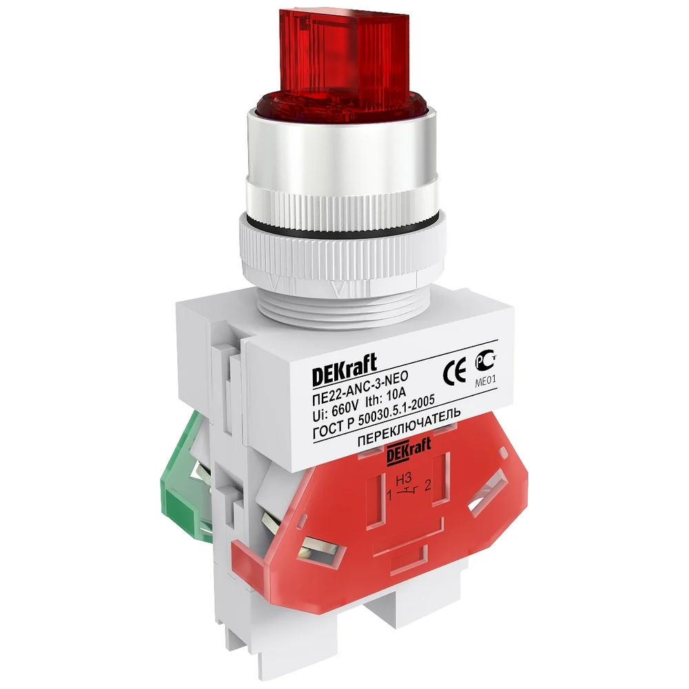 Переключатель DEKraft ПЕ22-ANC-3-RED-NEO 25060DEK