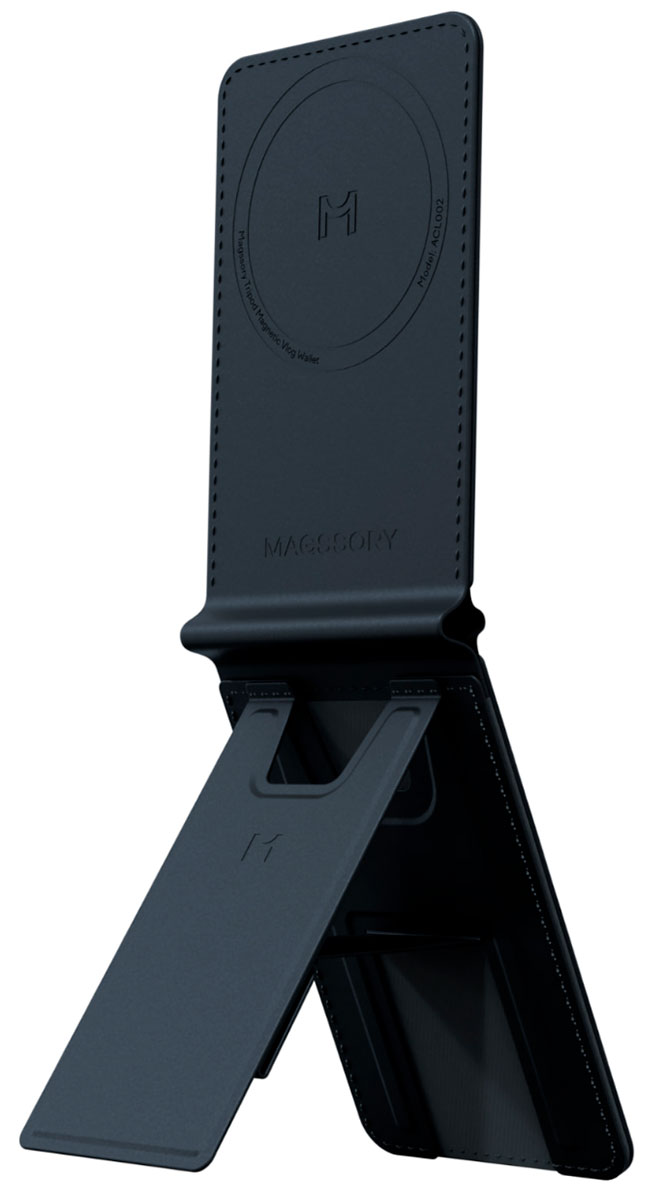 Кошелек-кардхолдер с функцией штатива Magssory Tripod Magnetic Vlog Wallet совместимый с MagSafe, миднайт