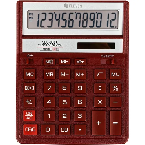 Калькулятор ELEVEN SDC-888X, 12-разрядный, красный