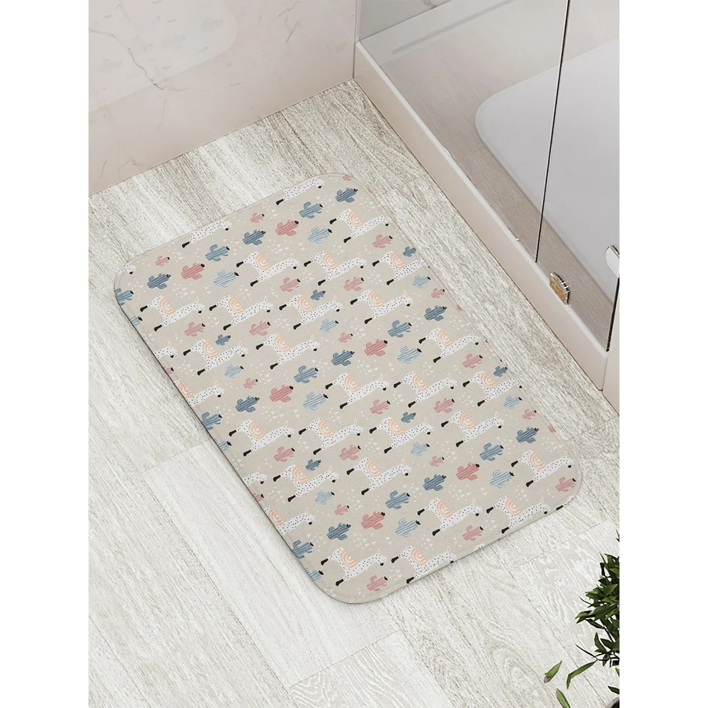 Противоскользящий коврик для ванной, сауны, бассейна JOYARTY Альпаки bath_53946