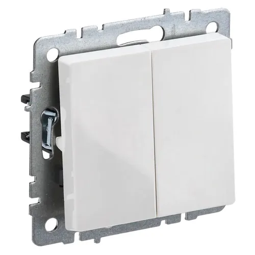 Выключатель IEK Brite ВС10-2-0-БрБ, 2-клавишный, установка скрытая, IP20, белый [br-v20-0-10-k01]